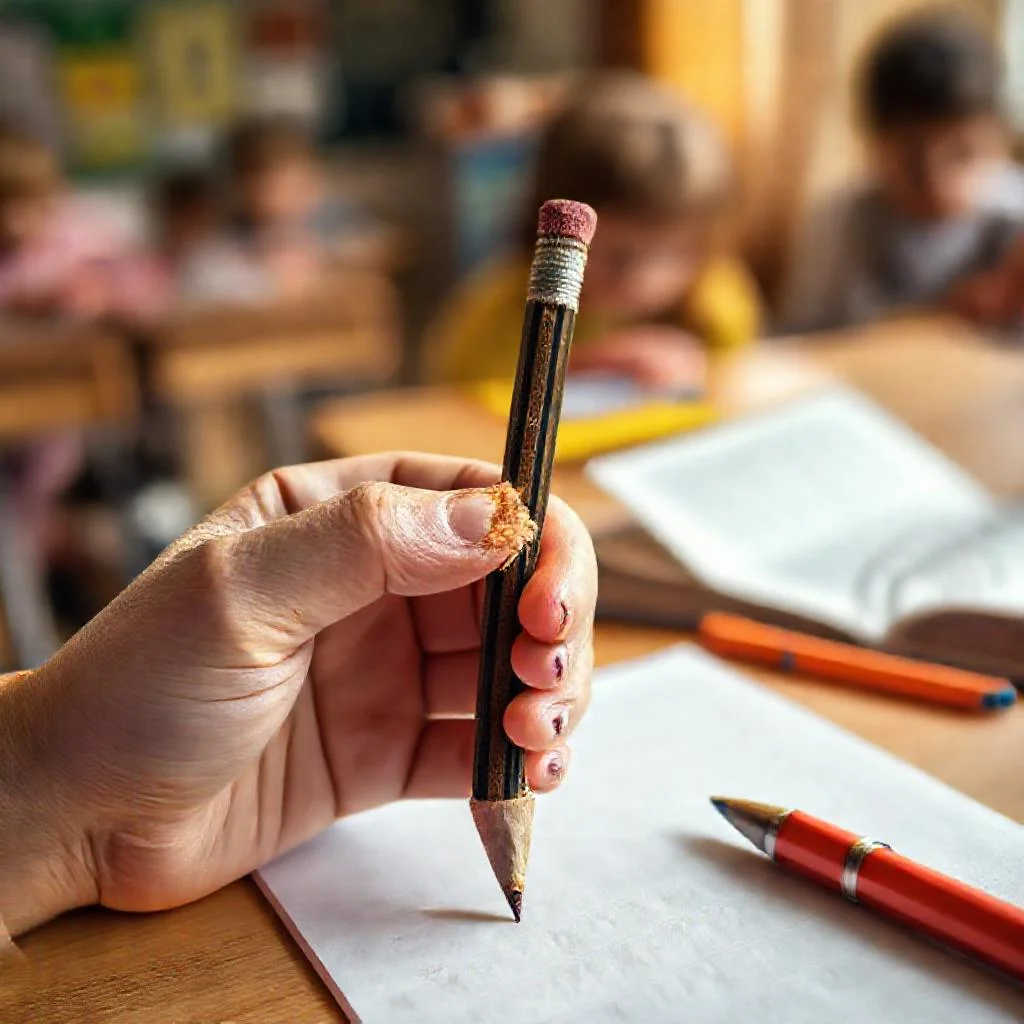 Иллюстрация к статье: как отучить ребенка 8 лет грызть карандаши и ручки в школе